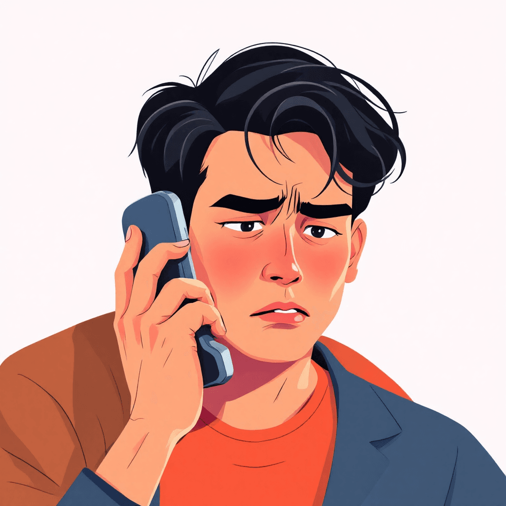 Frustrated person on hold