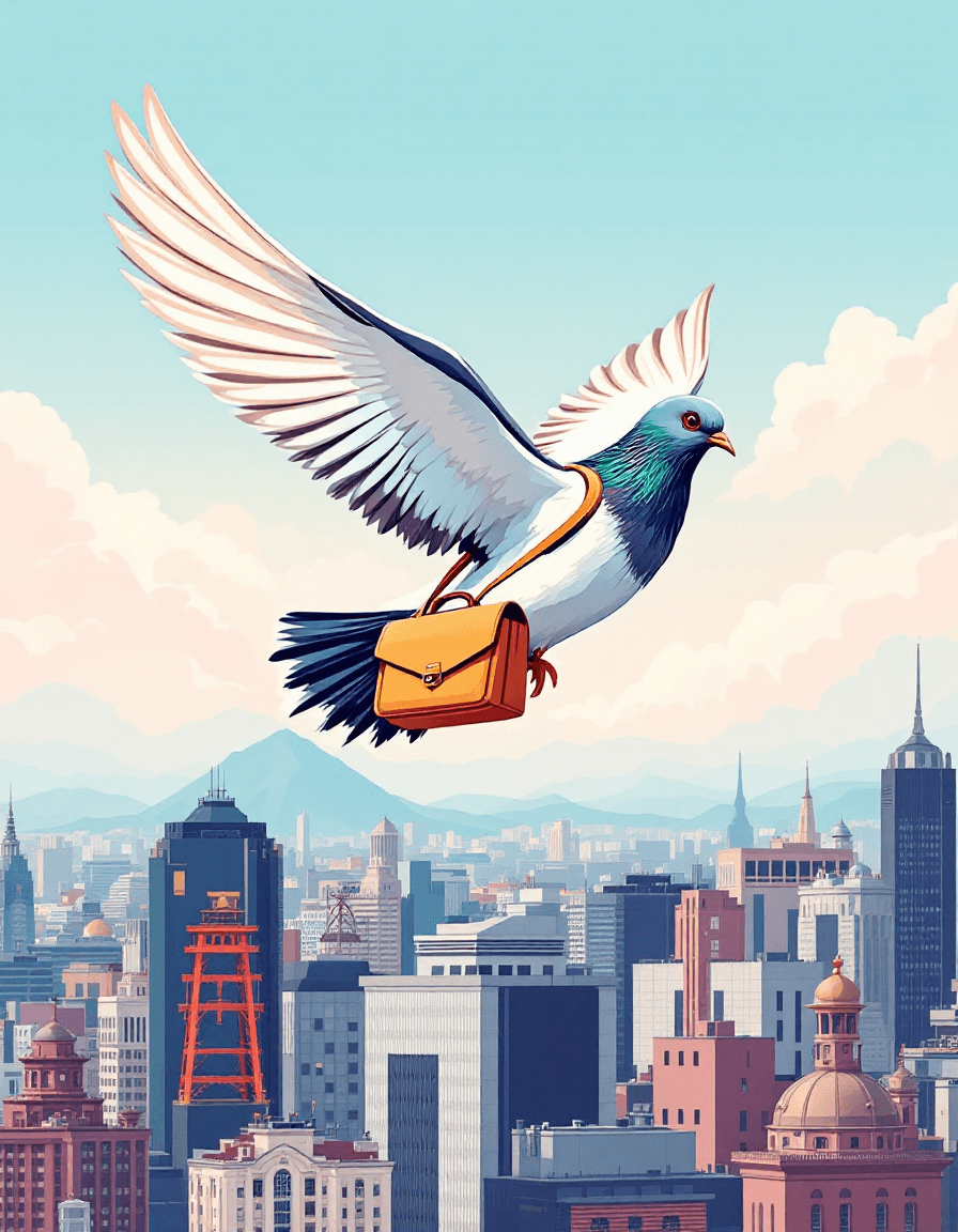 Professional carrier pigeon flying